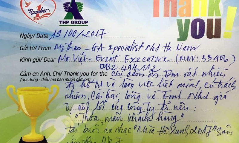 Thank you notes, nét văn hoá cảm ơn và phản hồi tại THP