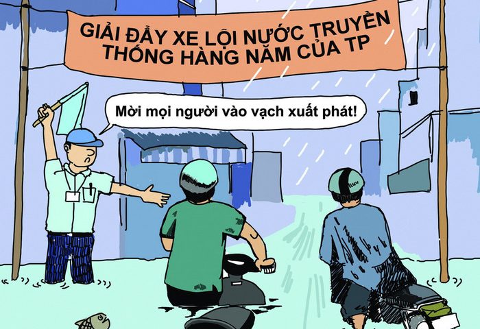 Hí họa Sài Gòn mùa… tụ nước